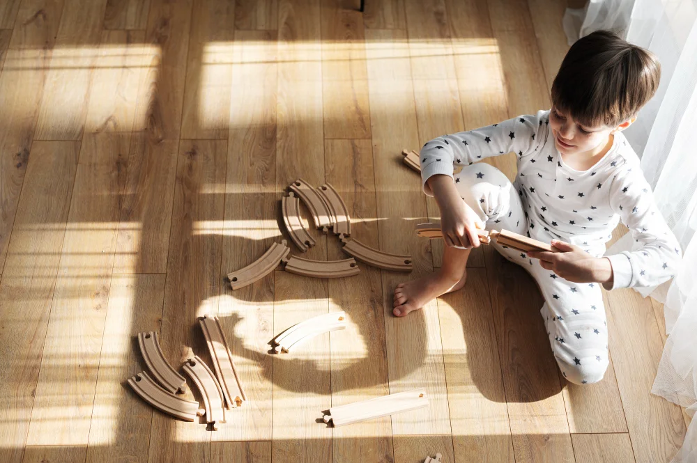 Engineered timber flooring styled inside a Sydney apartment