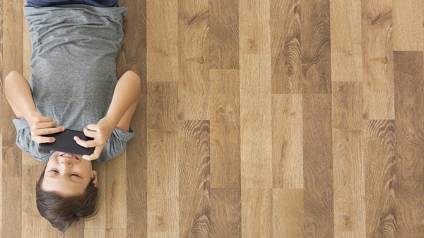 Laminate flooring installed inside a modern home office