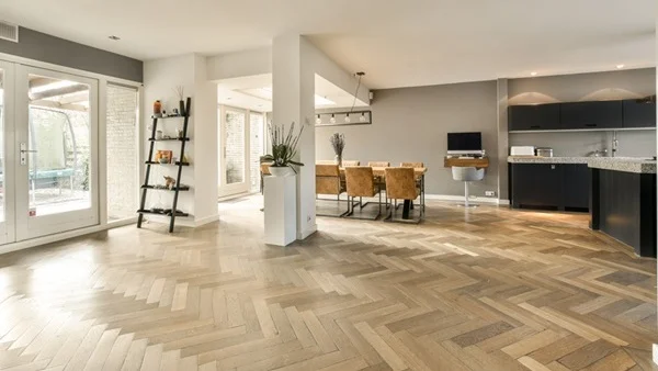 Herringbone engineered timber flooring in an Inner West terrace