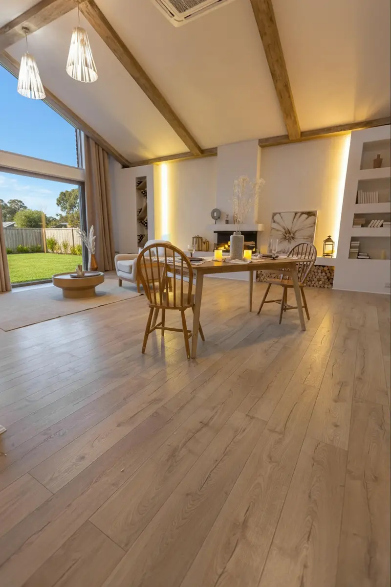 Hybrid flooring in a Northern Beaches open-plan living area